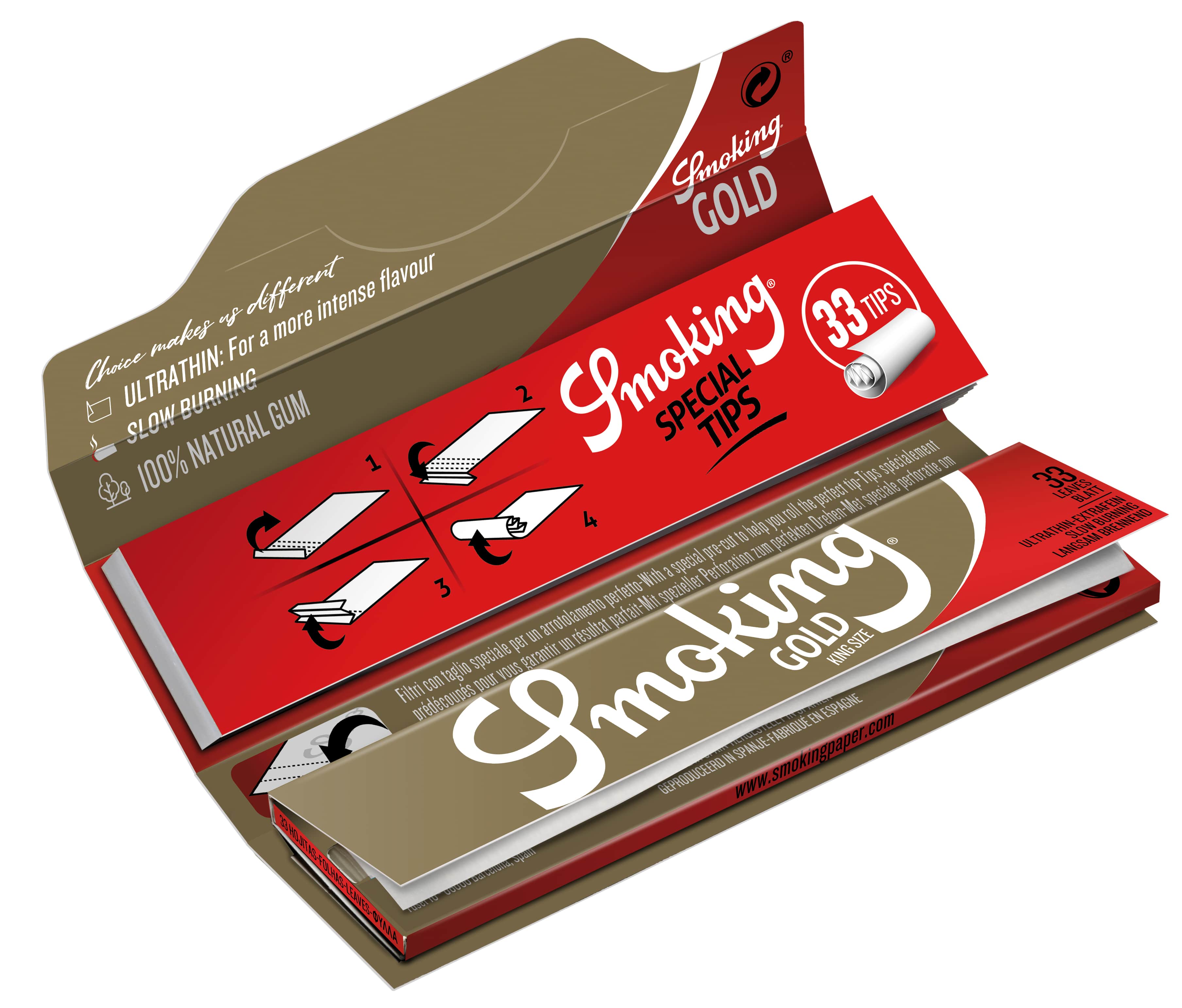 Smoking - King Size - Gold 50 Hefte à 33 Blatt + Tips